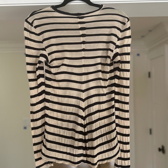 L'AGENCE Optical Illusion Longsleeve Top - Black and Ivory, Size M - Picture 2 of 9